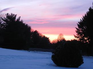 snow and sunset