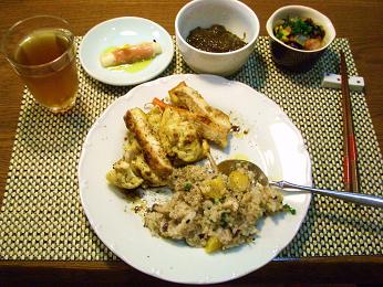 グリルチキンとリゾット定食