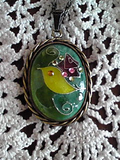 銀線七宝黄色い鳥