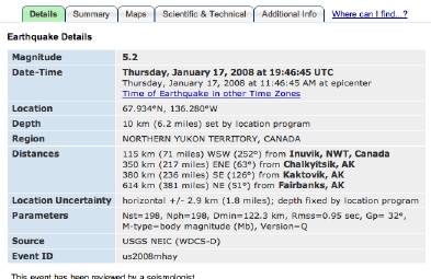 地震情報2008.1.17