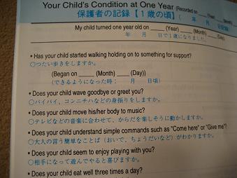 2ヶ国語併記母子手帳の中身