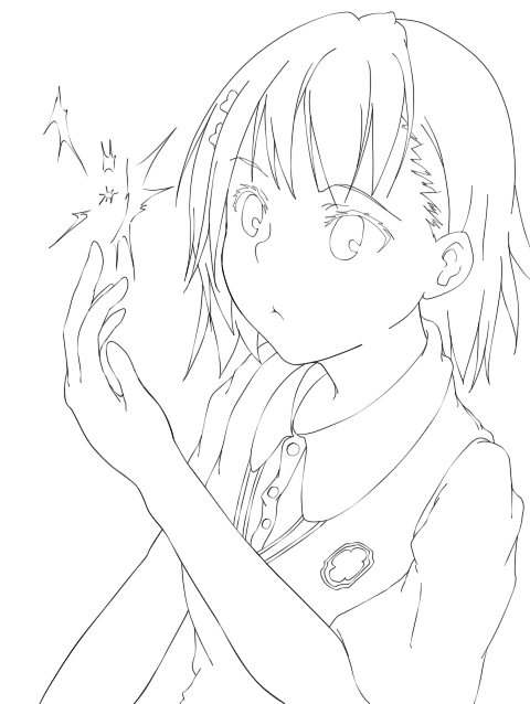 デジタル　御坂美琴　下書き(筆圧補正)