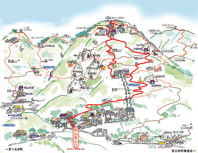 剣山の観光マップ