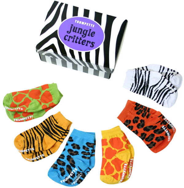0～12ヶ月TRUMPETTE（トランペット）ベビーソックス　ギフトボックス6足セットジャングル