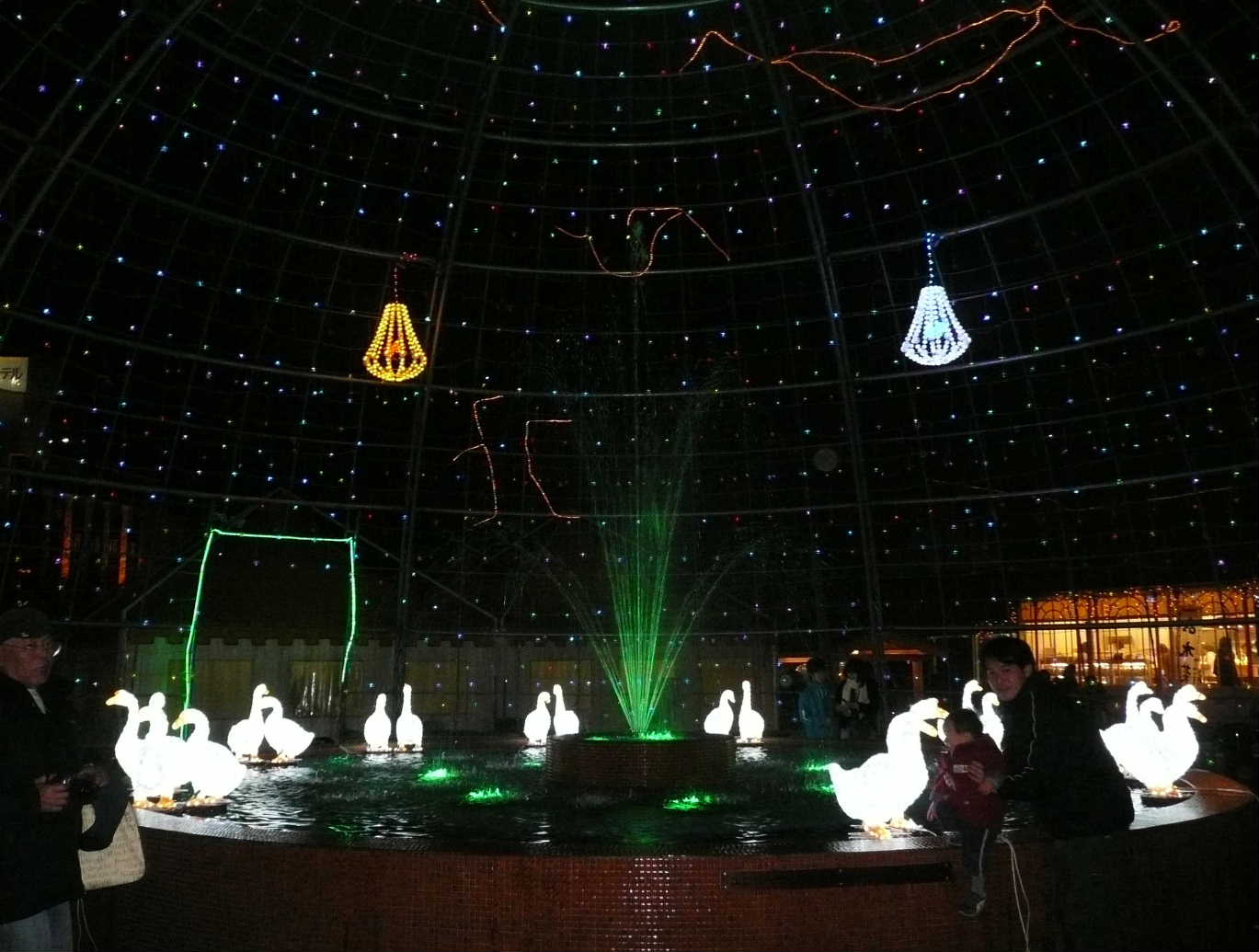 半球ドーム夜内