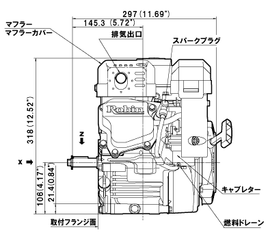 ＥＸ１３エンジン側面図