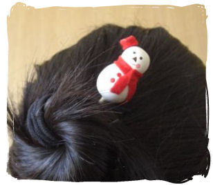 雪ダルマのかんざし