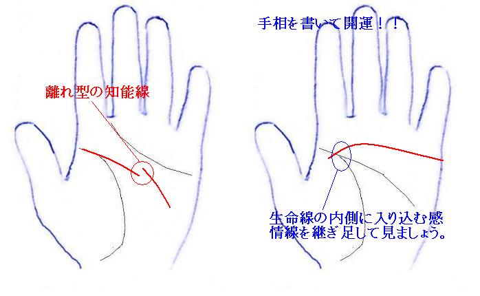 手相を書いて開運 結婚運篇 １３ 食い違う知能線 パワーストーン プロフィール サファイア 手相占い 今日の一線 相 楽天ブログ