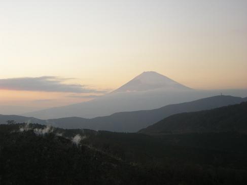 夕暮れの富士山