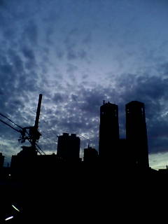 自宅の窓見た～都庁と空