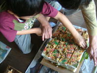 でっかい包丁にびっくり♪