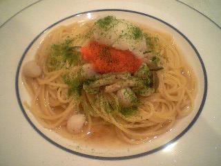 帆立ときのこの和風たらこパスタ