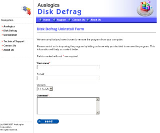 Auslogics Disk Defragのアンインストール