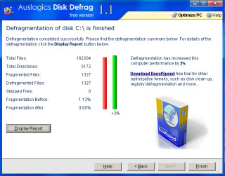 Auslogics Disk Defrag実行結果