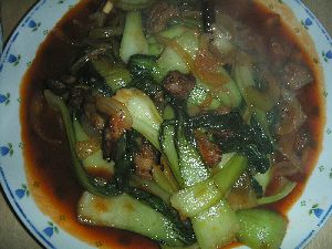 青梗菜と羊の炒め物