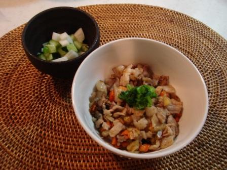 豚丼＆かぶときゅうりのサラダ