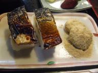 福井　蕎麦　佐佳枝亭　焼き鯖寿司