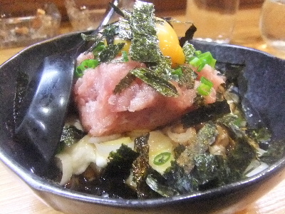 立石　居酒屋　さくらい　月見山かけねぎとろ納豆豆腐