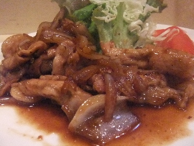 立石　居酒屋　鳥ひで　黒豚生姜焼き