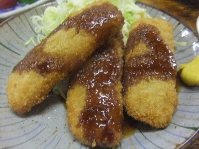 渋谷　居酒屋　富士屋本店　ハムカツ