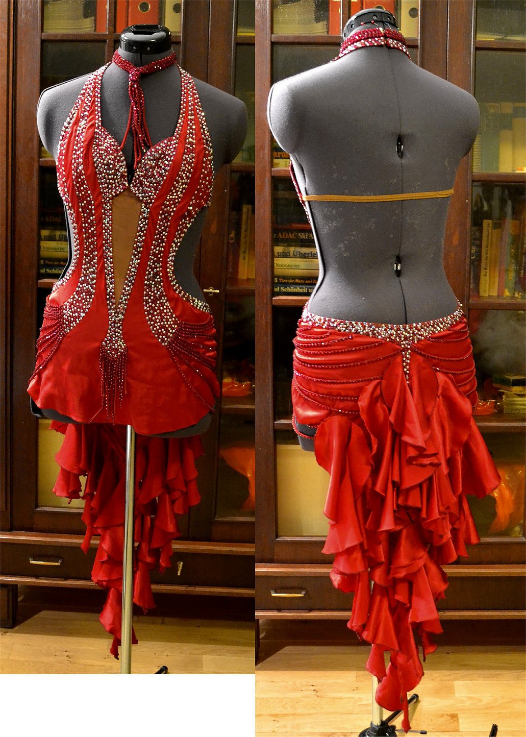 ウクライナのラテンチャンピオン着用のガーネット色のラテンドレス（値下げ） | Atelier Casablanca -ダンスドレスの部屋