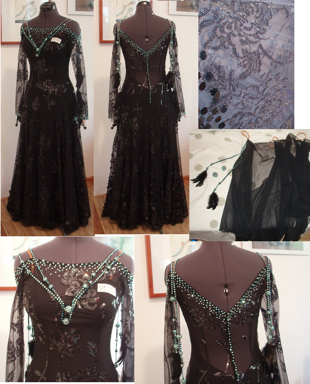 クリスティーネ・クライン・ファッション制作！スパンコール刺繍が美しい黒のモダンドレス | Atelier Casablanca -ダンスドレス
