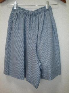 交換会　ブルーギンガムチェックキュロット後ろ