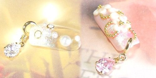 ジルコニアドロップネイルピアス金色