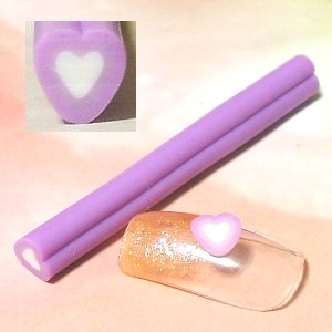 樹脂スライス棒ハートパープルネイルサイズ