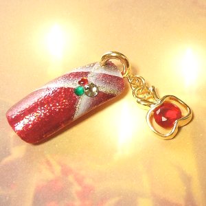 りんごレッドクォーツネイルピアス