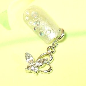 蝶々＆ハートクリスタル銀