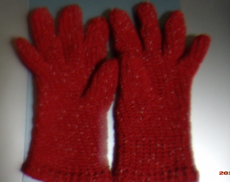 5本指の手袋編みました。