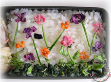 五色の花むすびでお花の絵