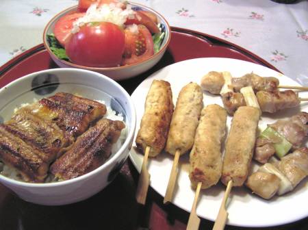 鰻丼と焼き鶏