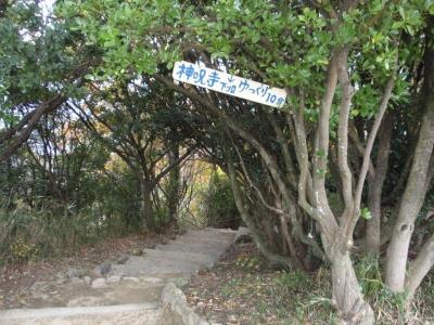 来た道を下りました。神呪寺までゆっくり１０分とあります。