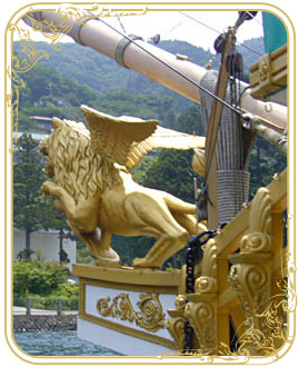 芦ノ湖海賊船バーサ号両翼の獅子の船首像