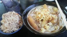 ごぼう天うどん＆かしわご飯