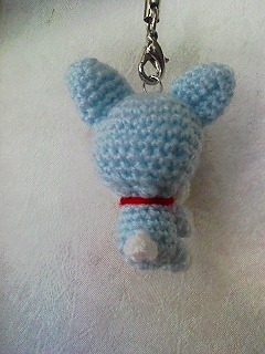 ウェルシュ・コーギー水色あみぐるみ後ろ向き