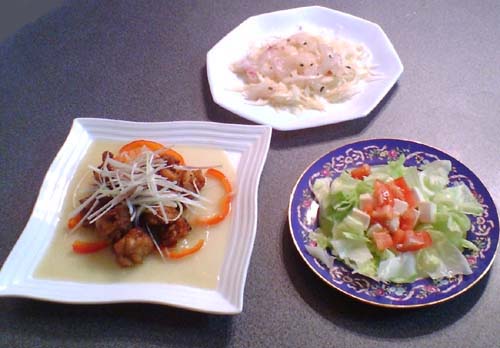 から揚げとろ～り＆鯛カルパッチョ＆豆腐サラダ