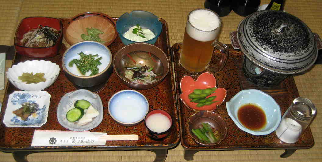 山菜づくし　蕎麦　胡麻豆腐　肉鍋･･････