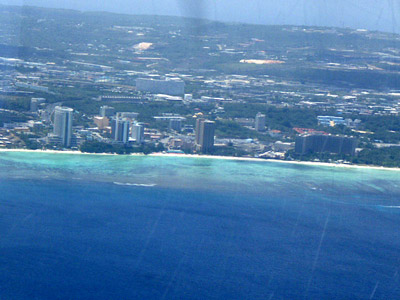 グアムのホテルが見えてきた