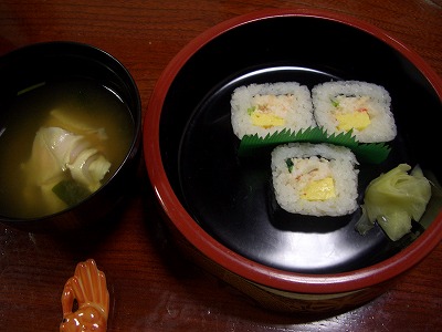 お吸い物＆蟹巻き