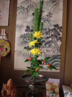 お正月お義母さま床の間のお花