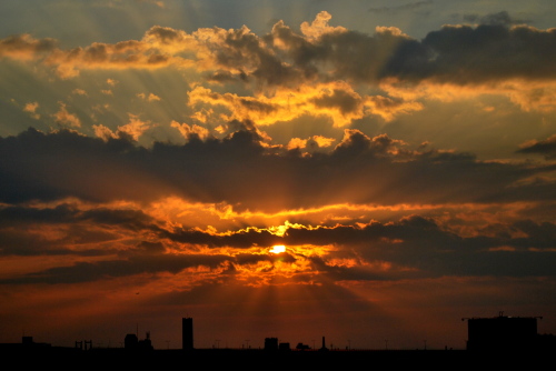 旭日旗みたいな夕日