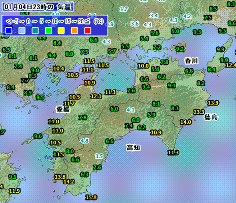 1月4日～5日の気温