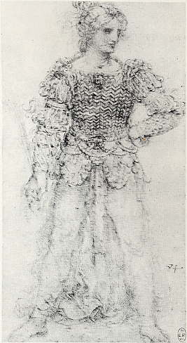 Leonardoリボンを織りまぜた胴着を着た人1513
