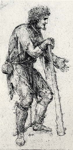 Leonardo棒を持ち足かせをはめられた男1511