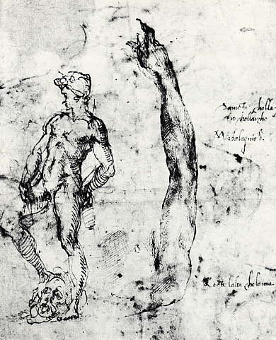 Michelangelo2つのﾀﾞﾋﾞﾃﾞのための素描(1501-1502年)