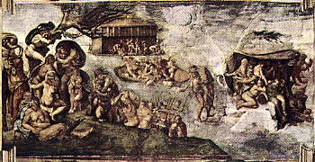 Michelangeloノアの洪水(ｼｽﾃｲｰﾅ礼拝堂天井画)