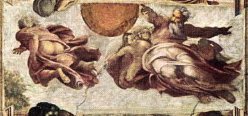 Michelangelo日と月の創造(ｼｽﾃｲｰﾅ礼拝堂天井画)